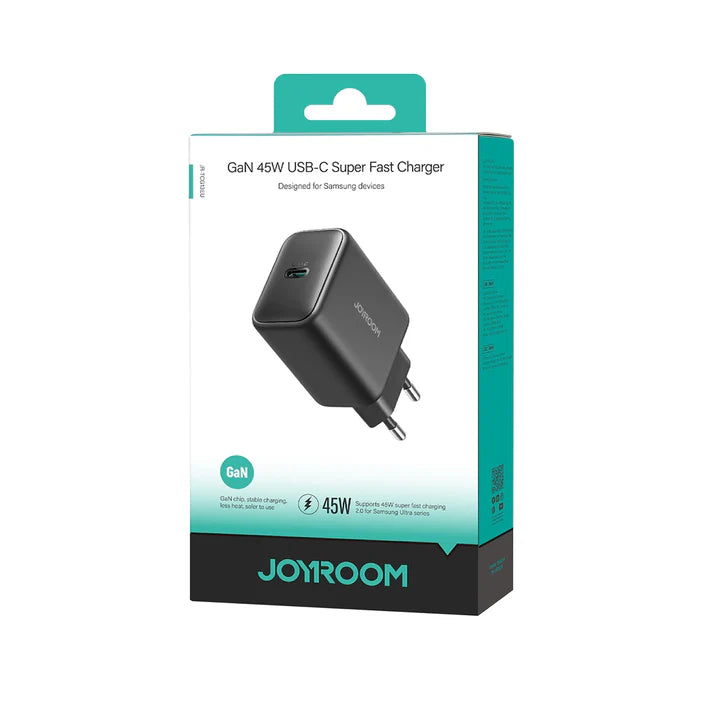 Joyroom Wall Charger, GaN USB-C Charger, 45Watts, Black