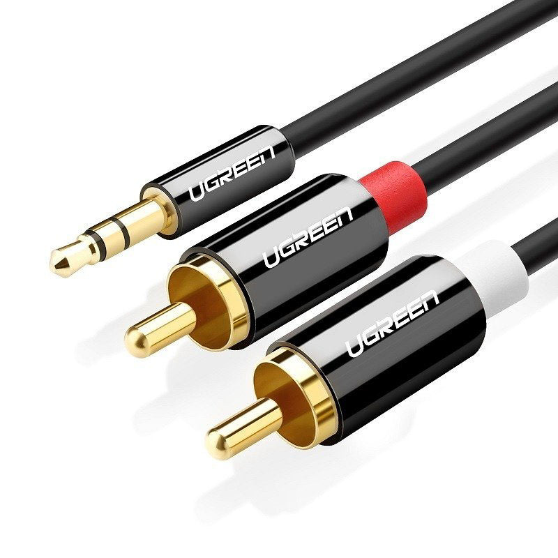 10590 /UGREEN 3.5mm Male to 2RCA Male Cable 3m (Black)  AV116 Cable / Black / N/A