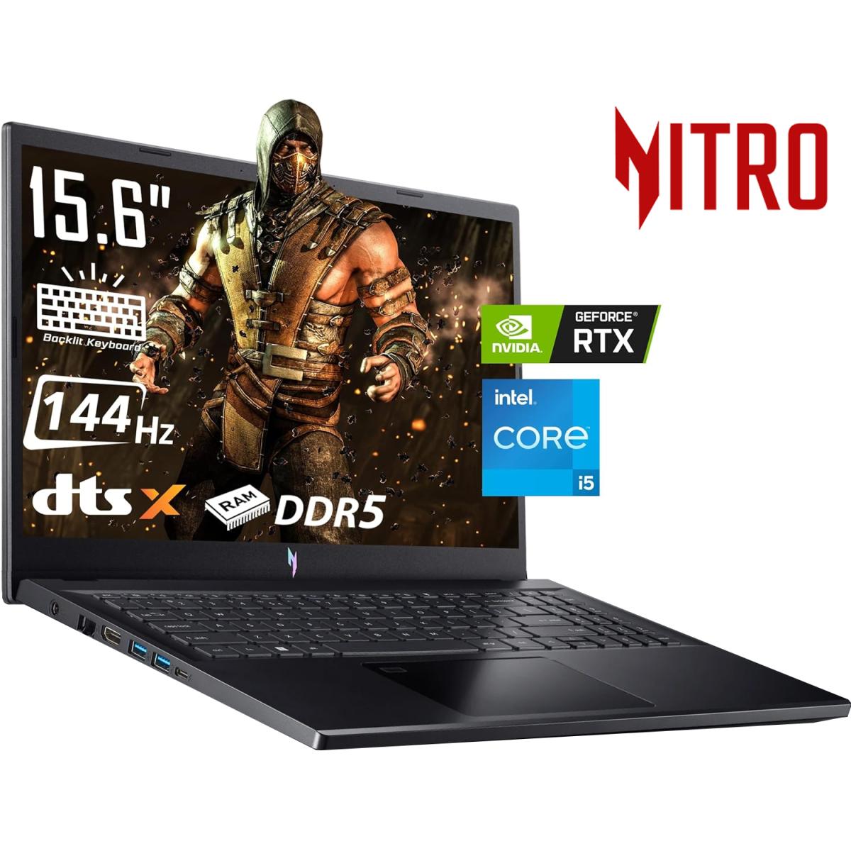 Acer Nitro V15 I5-13420H, 8GB DDR5 & 512GB SSD, GEFORCE RTX2050 4GB GDDR6, 15.6Inch FHD