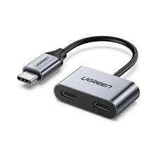 60165/UGREEN 60165 USB-C One-Two Converter Cable / Black / N/A