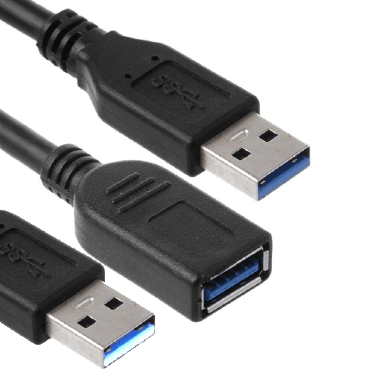 HAING USB 3.0 Extension Cable 2 Male to 1 Female,1M