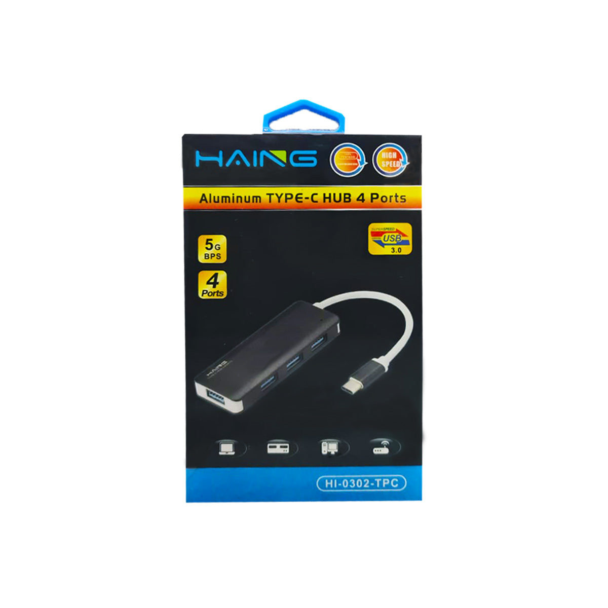 HAING Aluminium Type C Hub 4 Port USB 3.0 Adapter