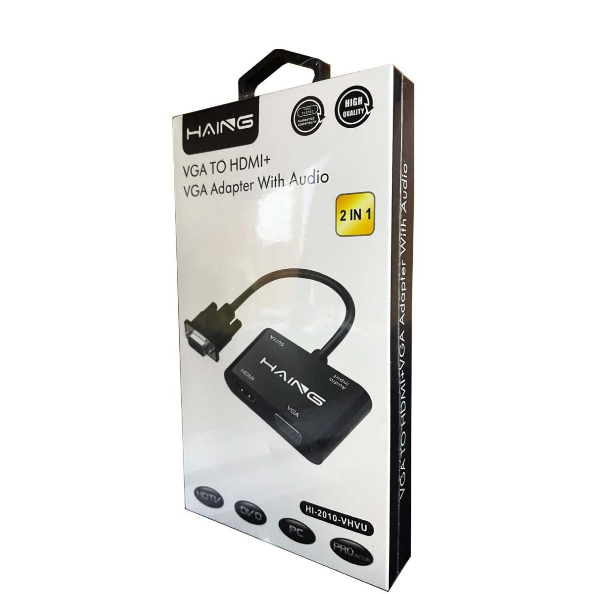 HAING 2 IN 1 VGA to HDMI & VGA Adapter with Audio HAING 2 IN 1 VGA to HDMI & VGA Adapter with Audio