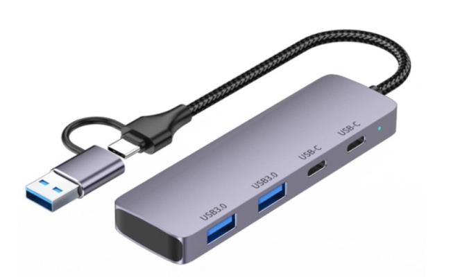 HAING -TUH محول USB 3.0 متعدد الوظائف من النوع C بأربعة منافذ