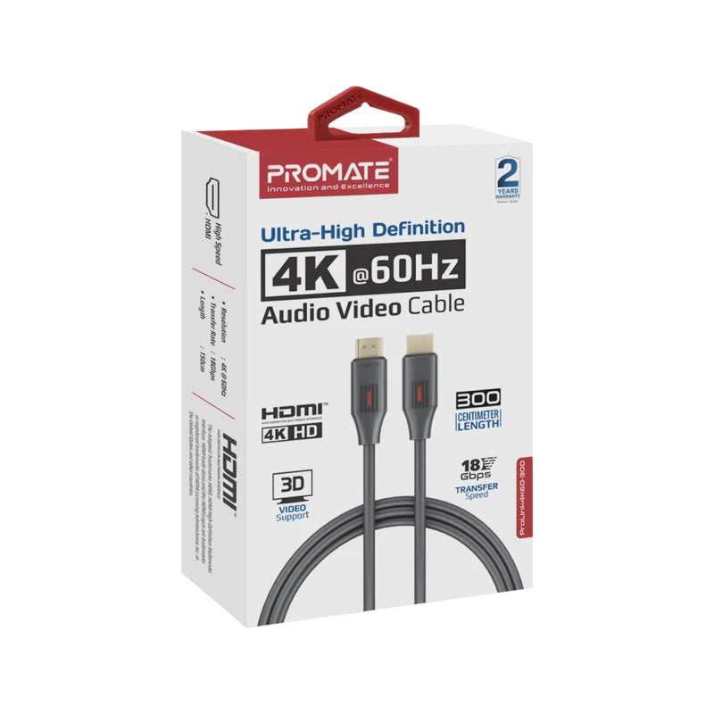 Promate HDMI Cable, 3M, Black