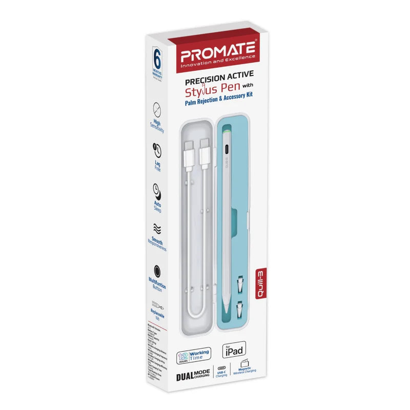Promate Quill-3 Precision Active Pen, White Promate Quill-3 Precision Active Pen, White