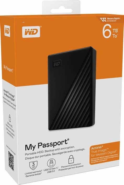 WDBR9S0060BBK/WD 6TB MY PASSPORT BLACK NEW