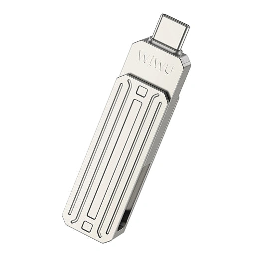 Wiwu Flash Drive for Mobile, 3 in 1, Portable USB & Lightning, 256GB, Silver