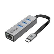 GigaHub-C/Promate GigaHub-C USB C Hub with Ethernet Adapter Black Adapter / Black / N/A