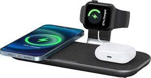 WIWU PA3IN1B POWER AIR 15W 3 IN 1 QC3.0 PD30W WIRELESS CHARGER - BLACK