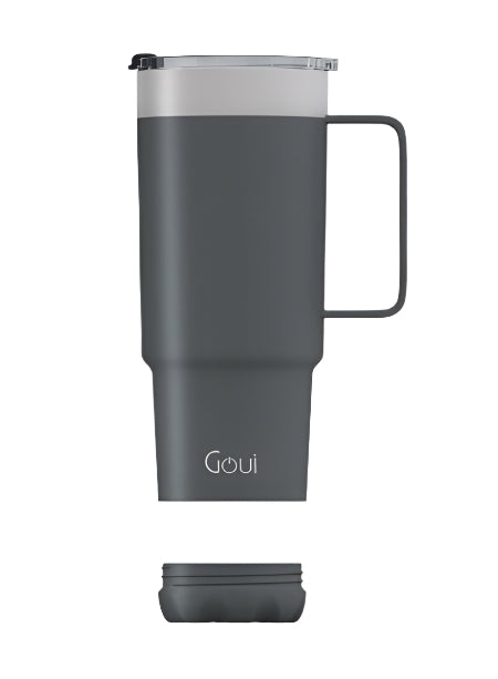 Goui Tumbler Stainless Steel Cup with Handle, Grey Goui Tumbler Stainless Steel Cup with Handle, Grey