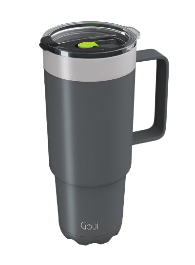 Goui Tumbler Stainless Steel Cup with Handle, Grey Goui Tumbler Stainless Steel Cup with Handle, Grey
