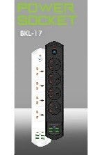 Bkl-17/Power Socket Out put port 4 socket combo -  4 USB - 2Type c  -OVER LOAD PROTECTION -WHITE NO / 4