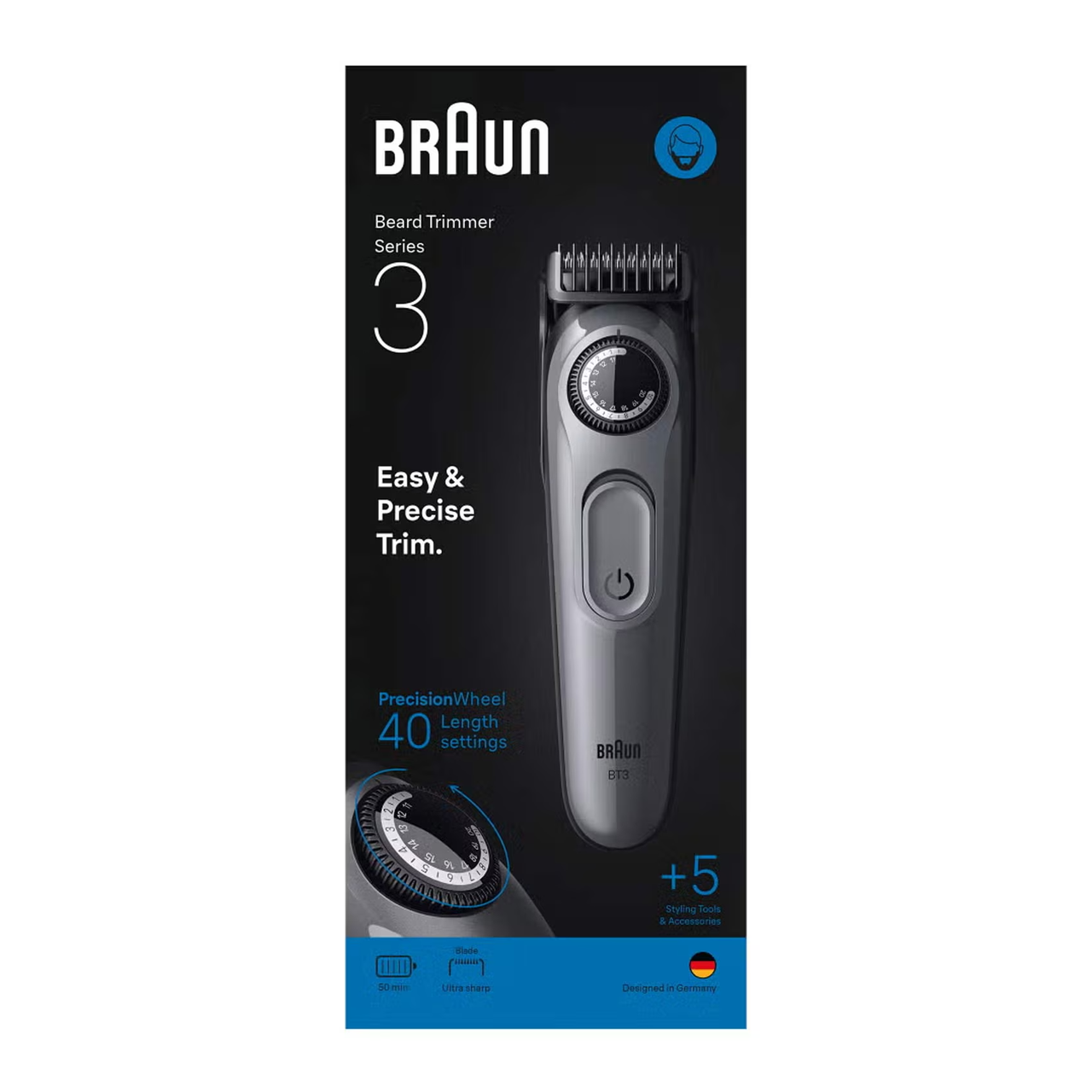 Braun Trimmer for Men, High Quality Styling Tools, 113Gr, Black Braun Trimmer for Men, High Quality Styling Tools, 113Gr, Black