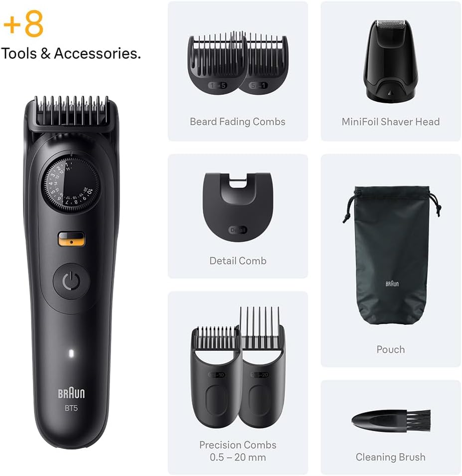 Braun Beard Trimmer, Waterproof, 138Gr, Black Braun Beard Trimmer, Waterproof, 138Gr, Black