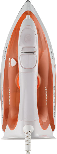 White and orange iron on a white background