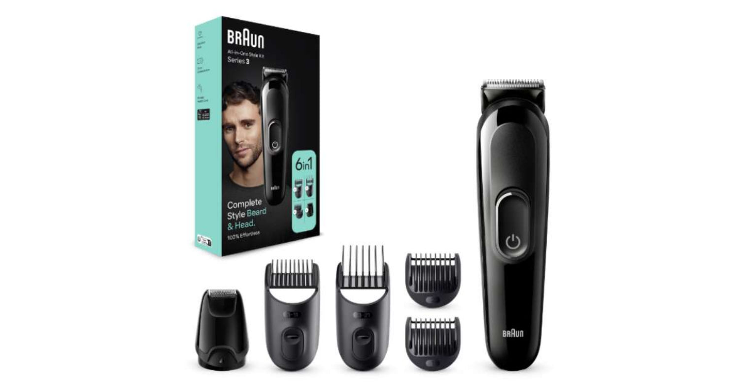 Braun 6 in 1 Hair Shaving Styling Kit, 3Beard, up to 50 Minutes, Black