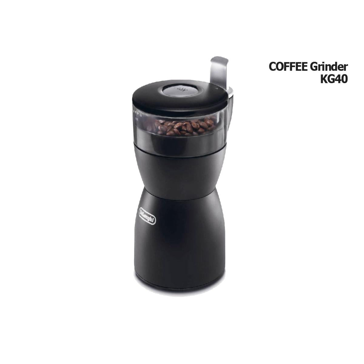 KG40 COFFEE DELONGHI/170 W 90 G Stainless steel grinding bladesSelf-contained cord storage Rubber fe COFFEE GRINDER / 70 G / 170 WATTS