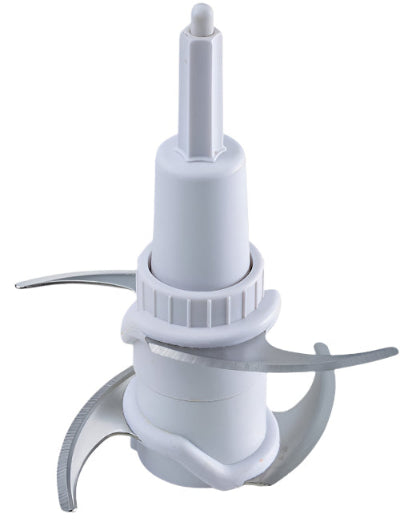 White kitchen mixer attachment on a white background