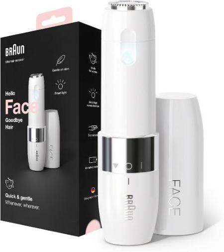 Braun Face Mini Hair Remover, Electric Facial Hair Removal for Women, White