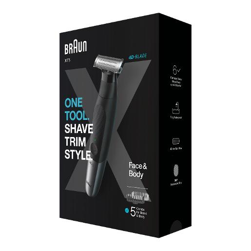 XT5200/BRAUN MALE HAIR REMOVAL Shave, trim and define with just one machine: the all-in-one electric SHAVER / FROM1-5 COMBS / SILVER