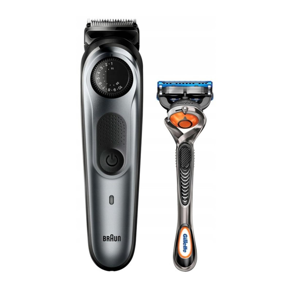 BT7240 BK/MTGREY +RZR BOX CEEMEA/Beard Trimmer | Color: Silver | Accessories No.: 6 | Reachargable : BRAUN / Silver