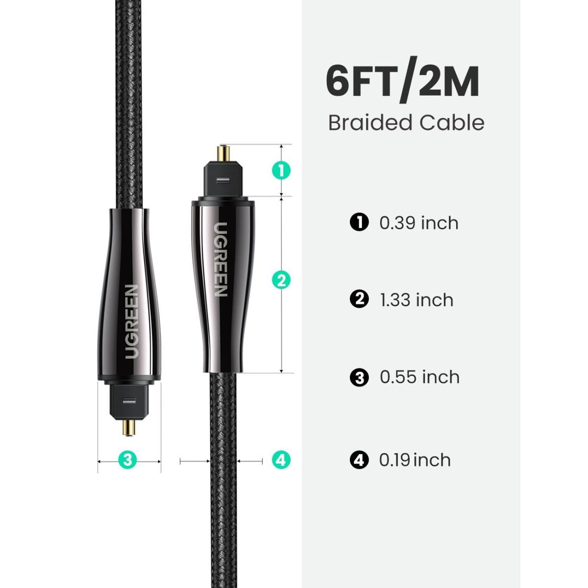 AV108-1.5m / UGREEN Toslink Optical Audio Cable 1.5m-6957303815425 1.5 METER