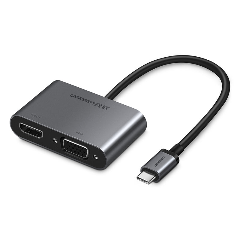 Ugreen Usb-C To Hdmi + Vga Adapter With Pd (Space Gray) (Simultaneously Use)