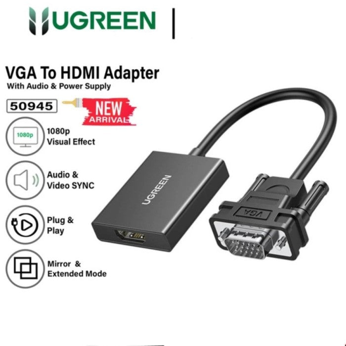 CM513 / UGREEN VGA to HDMI Adapter-6957303859450 BLACK