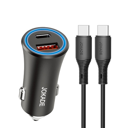 Jokade Car Charger USB & Type-c, Black Jokade Car Charger USB & Type-c, Black
