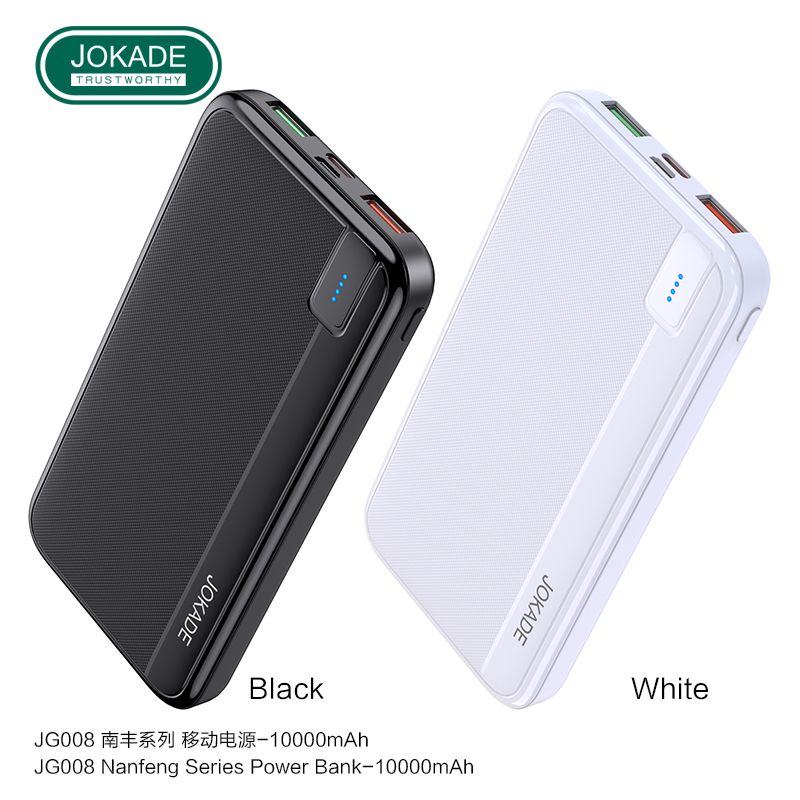 Jokade Power Bank, 10000Mah, Black & White