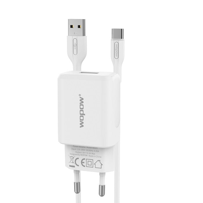 WA03-C/Wopow USB Travel Charger KIT With USB Type-C Cable