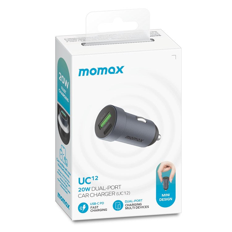 uc(12e)/MOMAX UC12 20W mini dual- port car charger fast charging CHARGER / Black / N/A