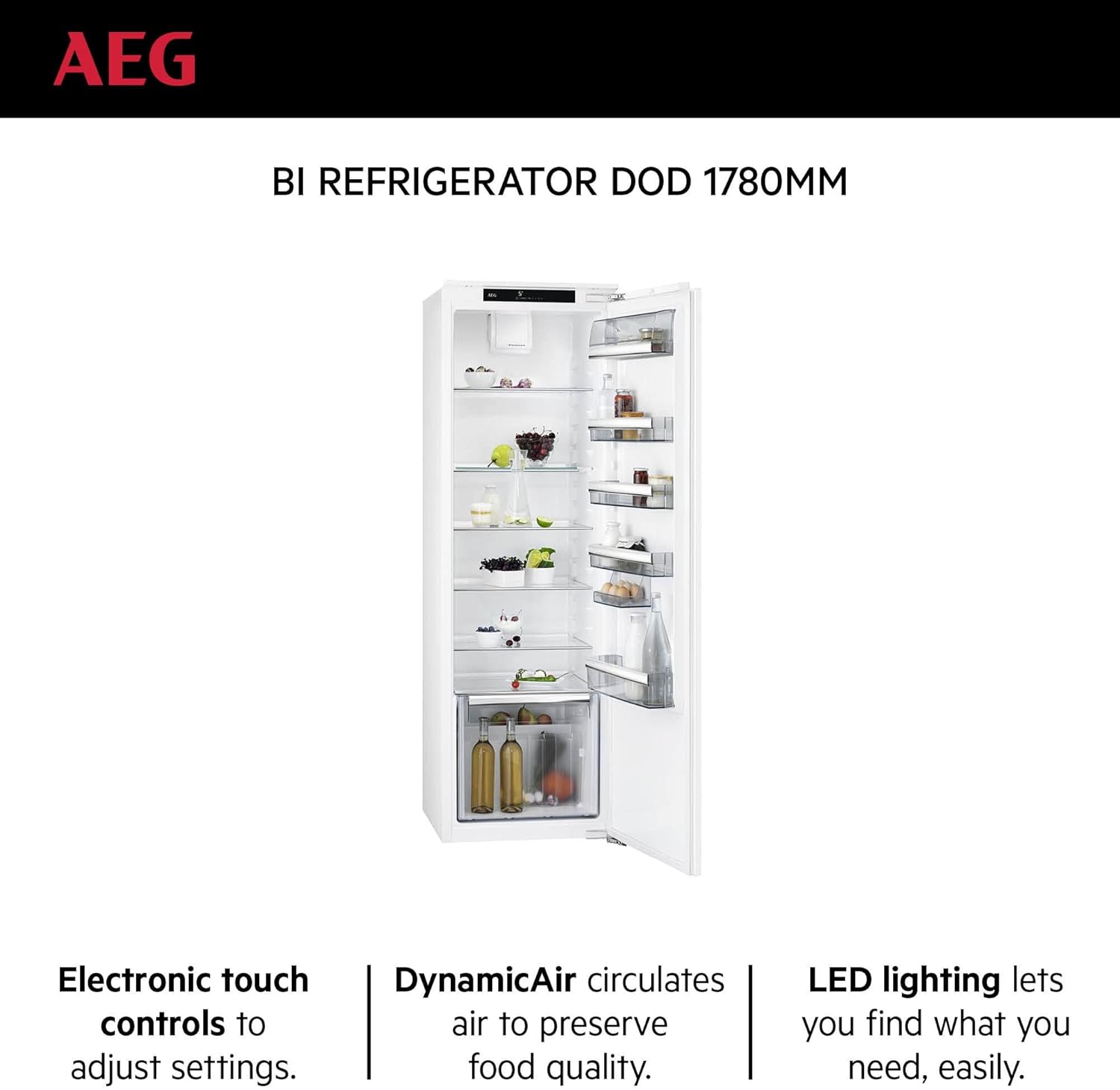 AEG Bottom Freezer Refrigerator, 310Lit, Fast Cooling, White