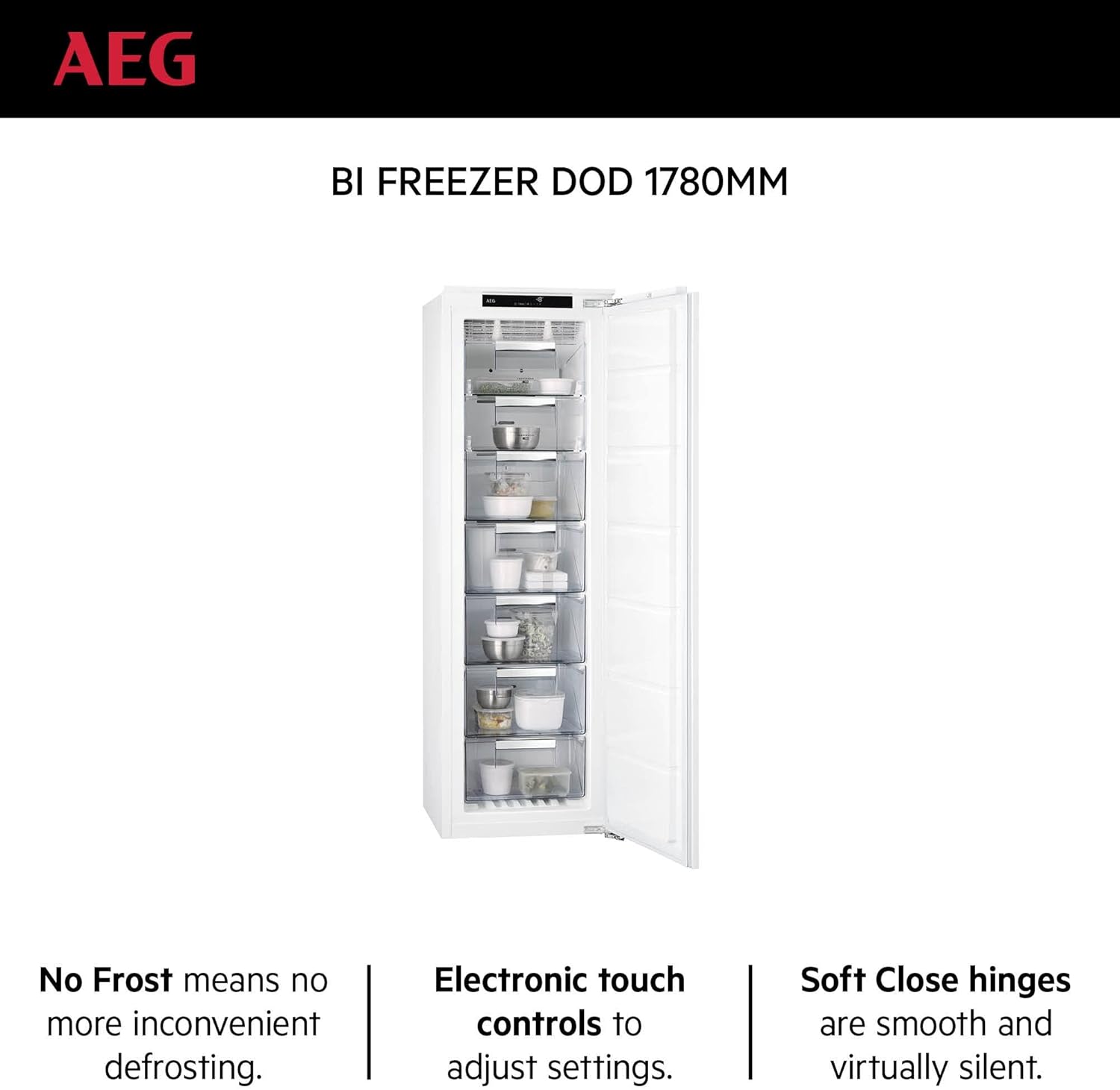 AEG Upright Freezer LCD Display A+, 204Lit, White