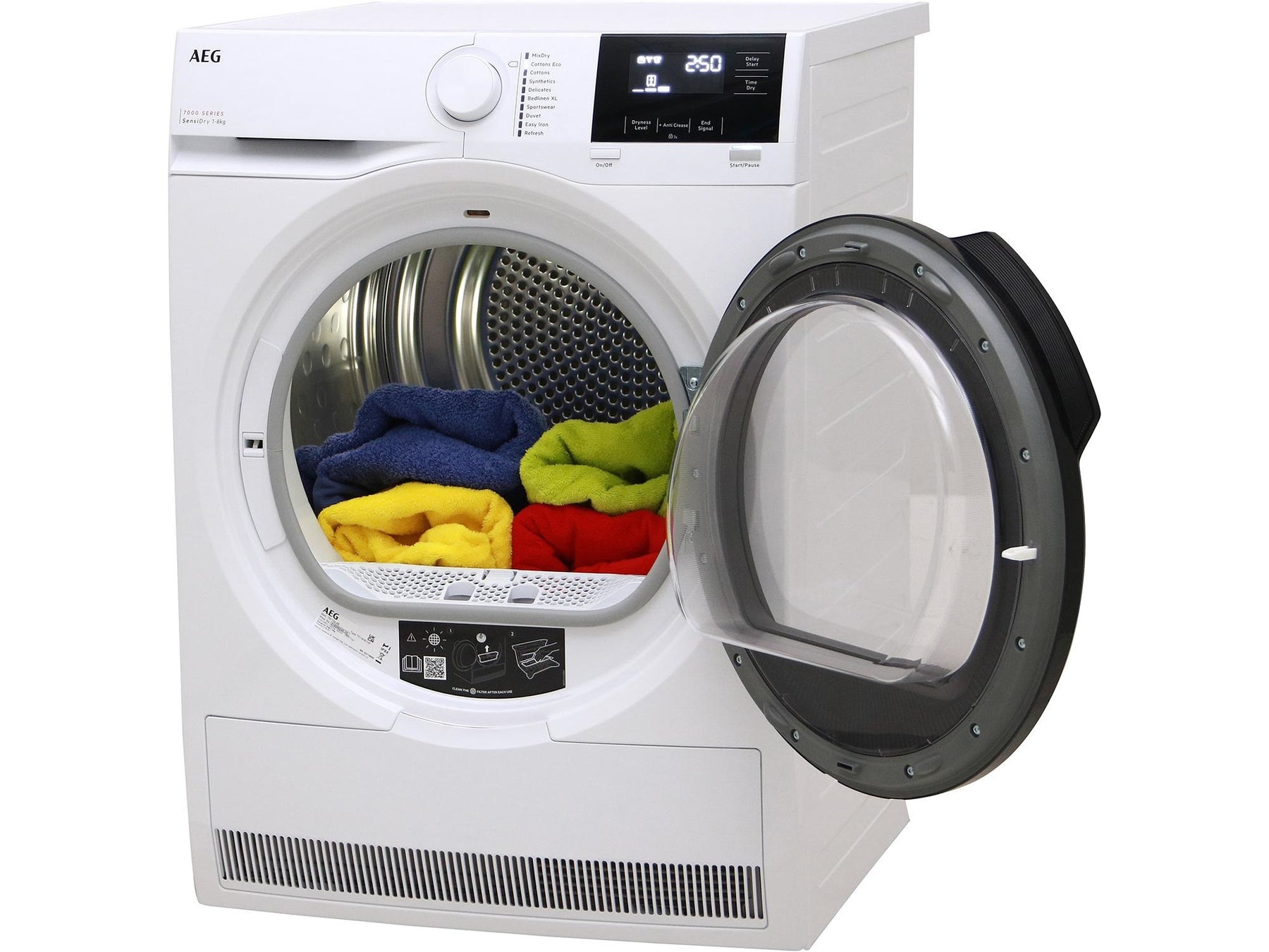 AEG Dryer Heat Pump Condenser A++, Touch LCD, Soft Drum, 8KG, 7Programs, White AEG Dryer Heat Pump Condenser A++, Touch LCD, Soft Drum, 8KG, 7Programs, White