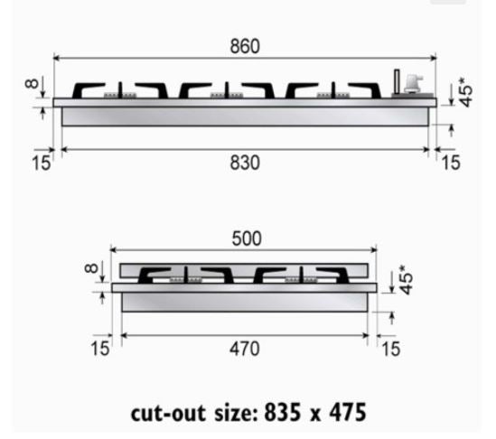 Technical drawing of a rectangular object with dimensions