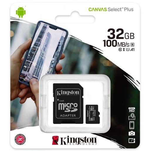 Kingston 32Gb Micsdhc Canvas Select Plus 100R A1 C10 Card + Adp