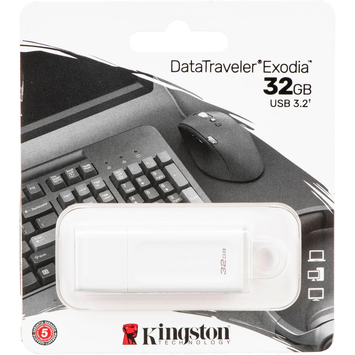 KC-U2G32-5R/Kingston 32GB Exodia USB 3.2 Flash Drive (White) KINGSTON / White