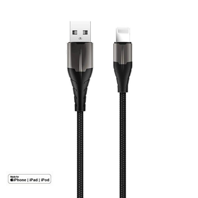 Knight AL / ROCKROSE 2.4A 1M Lightning to USB Cable MFI Black + Gray 1 METER