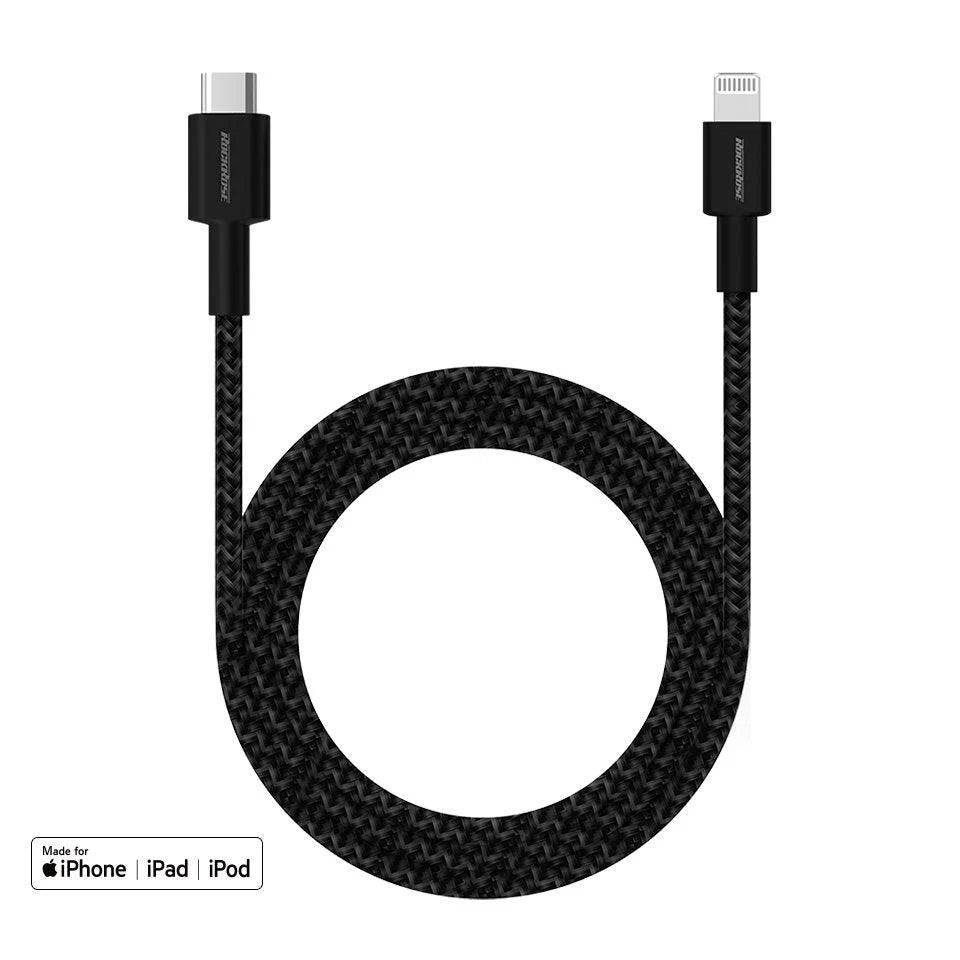 Rockrose 20W Pd Quick Charge 1M Type-C To Lightning Cable Mfi Black