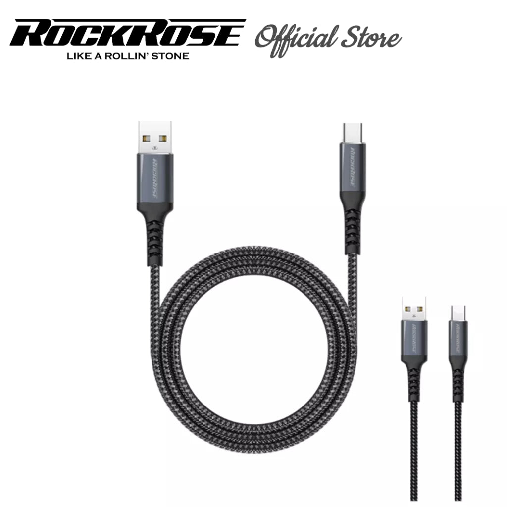 Aspire AC / ROCKROSE 2.4A 1M USB-C Cable Black /Gun metal 1 METER