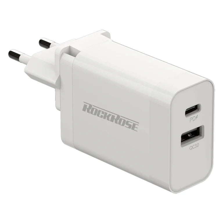 Casa PQ Pro / ROCKROSE 30W PD & QC 3.0 2-Port Travel Charger (EU Standard) White white