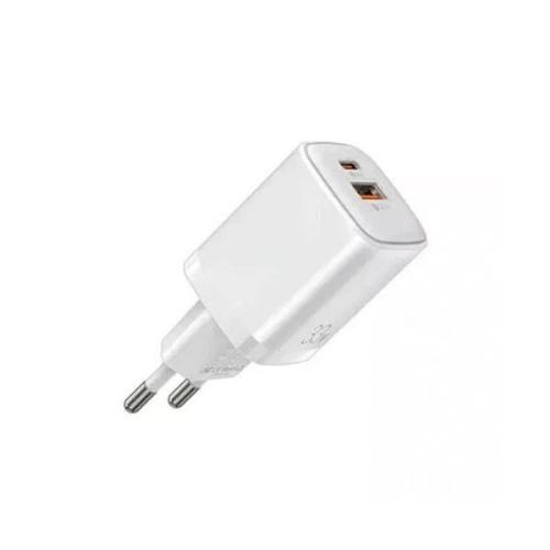 Recci Adapter USB-A & USB-C, 30Watts, White