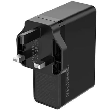 Recci Adapter 3USB & 1Type-C, 65Watts, Black