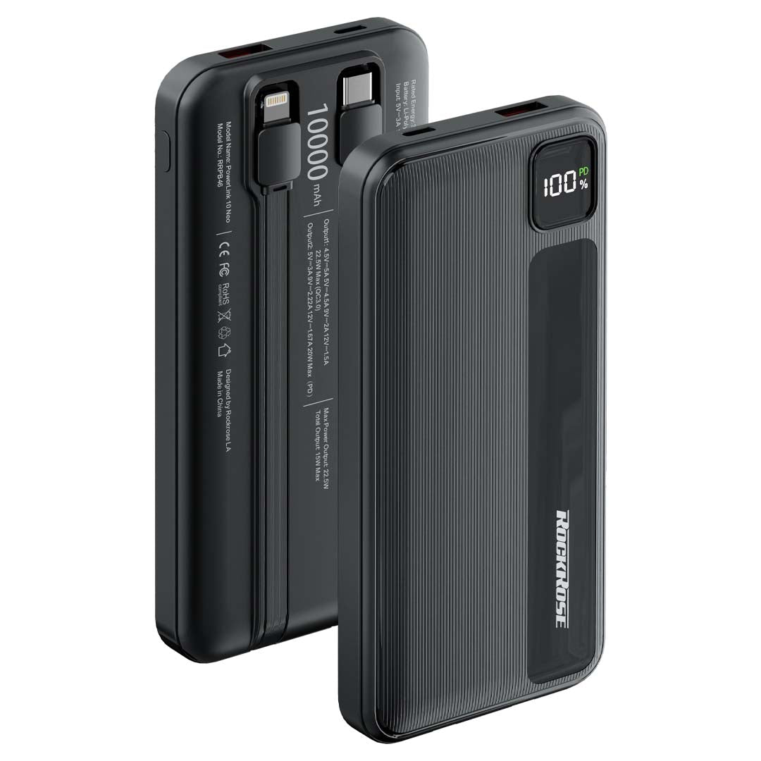 ROCKROSE PowerLink 10 Neo 10000mAh 20W PD&22.5W Quick Charge Power Bank black ROCKROSE PowerLink 10 Neo 10000mAh 20W PD&22.5W Quick Charge Power Bank black