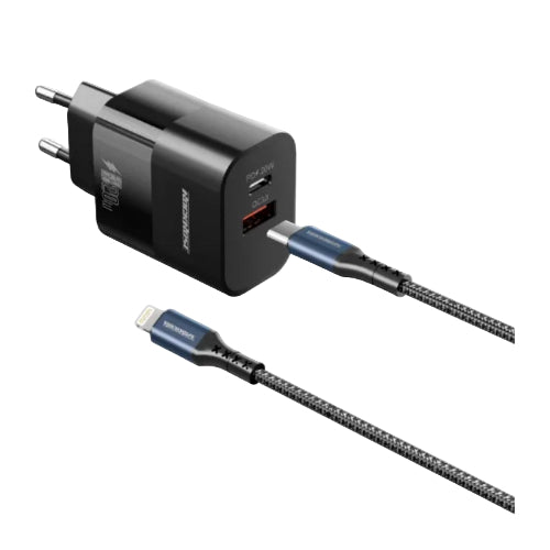 Rockrose Wall Charger Eclips GII Combo, 20Watts PD & QC 3.0, 2Port, Black