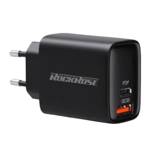 ROCKROSE Eclips GII Combo 20W PD & QC 3.0 2-Port Power Adapter Black