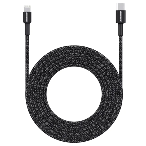 Rockrose USB-C to Lightning MFI Cable Liberty, 20Watts, 2Mm, Black