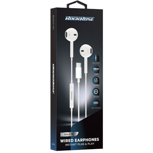 Rockrose Solo TC Type-C In-Ear Earphones, White